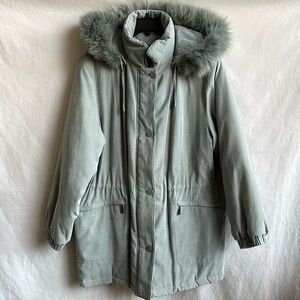 Gallery gorgeous vintage sea foam green winter coat, size M